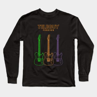 Teleguy Forever T-style Guitar Outline Long Sleeve T-Shirt